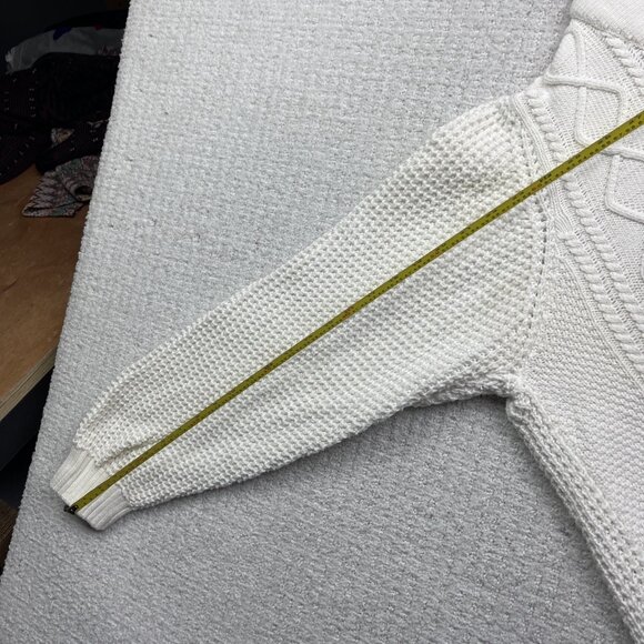 Soul of London 3D Cable Knit Shawl Collar White Sweater Mens 1XL Preppy Read - Picture 14 of 16